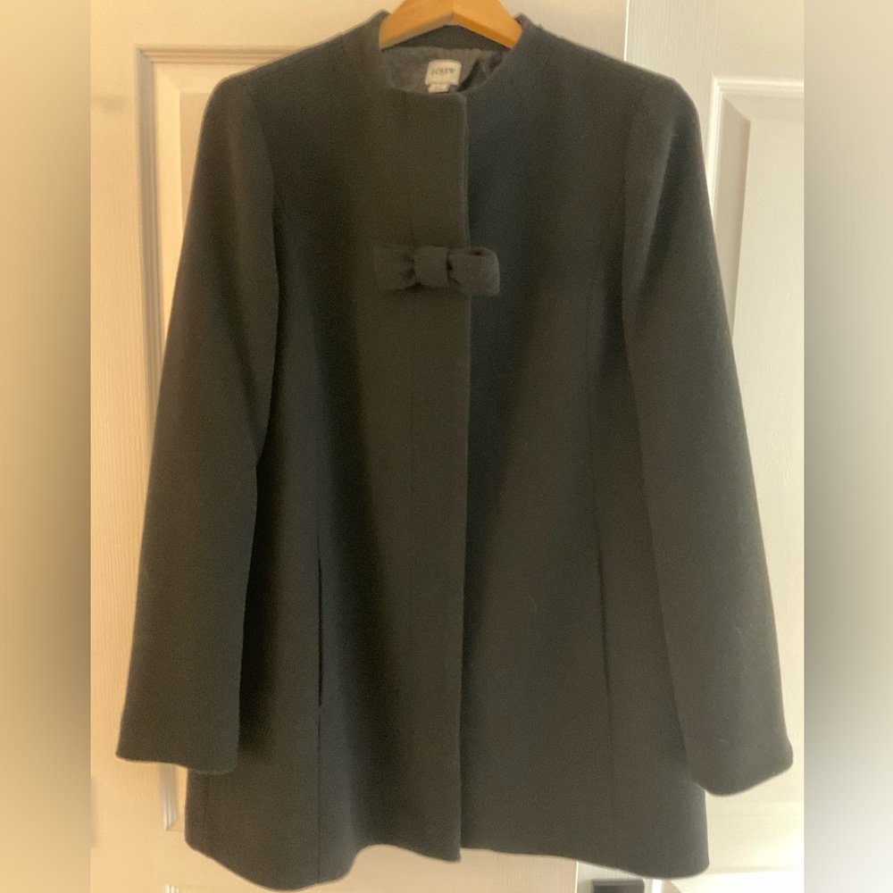 J. Crew Elegant Gray Pea Coat with Bow